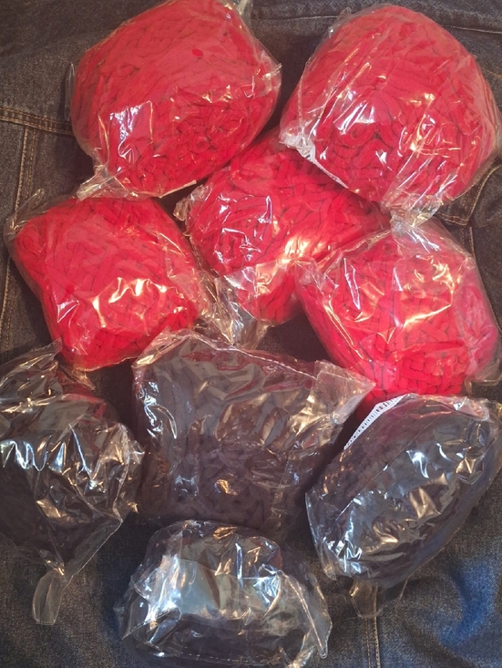Other - Red and Black Fluffy Yarn - 8 Pack